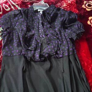 Alyx Black Dress with Purple Polka Dots